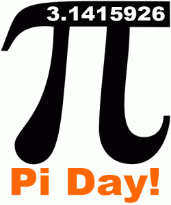 Pi symbol (3.1415926), March 14th is Pi Day!