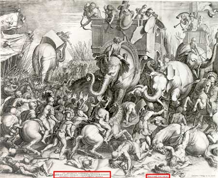 Engraving of the Battle of Zama by Cornelis Cort, 1567 [public domaine] 