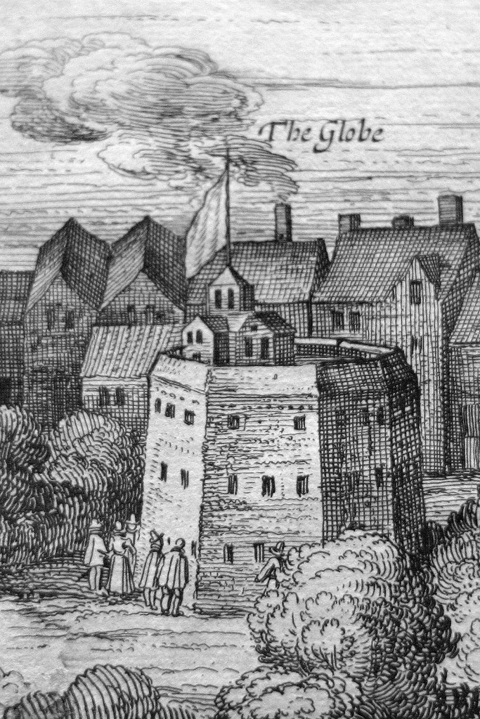 "Globe Theatre, circa 1616" - Detail from van Visscher's original panorama, circa 1616.